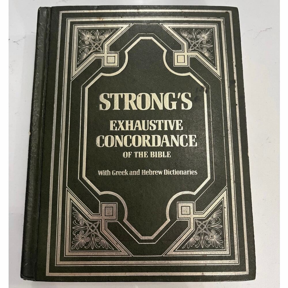Vtg Strongs Exhaustive Concordance Hebrew and Greek book green study college